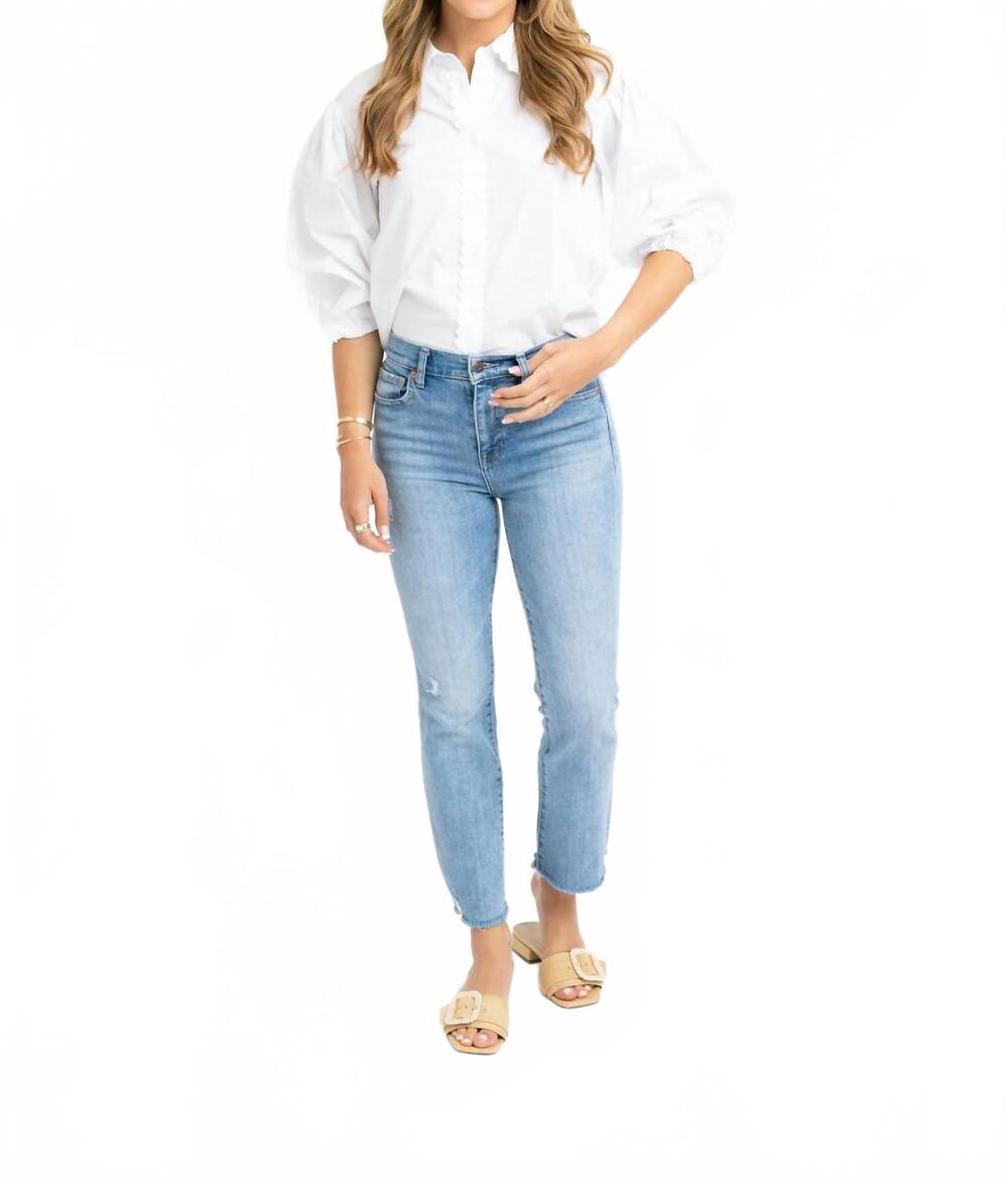 NEW KARLIE women's solid poplin top in white